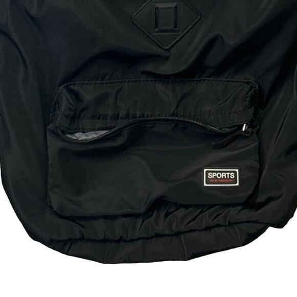 Sports New Fashion Black Machine Washable Vinyl Fabric Lots of Pockets Backpack - Picture 3 of 4